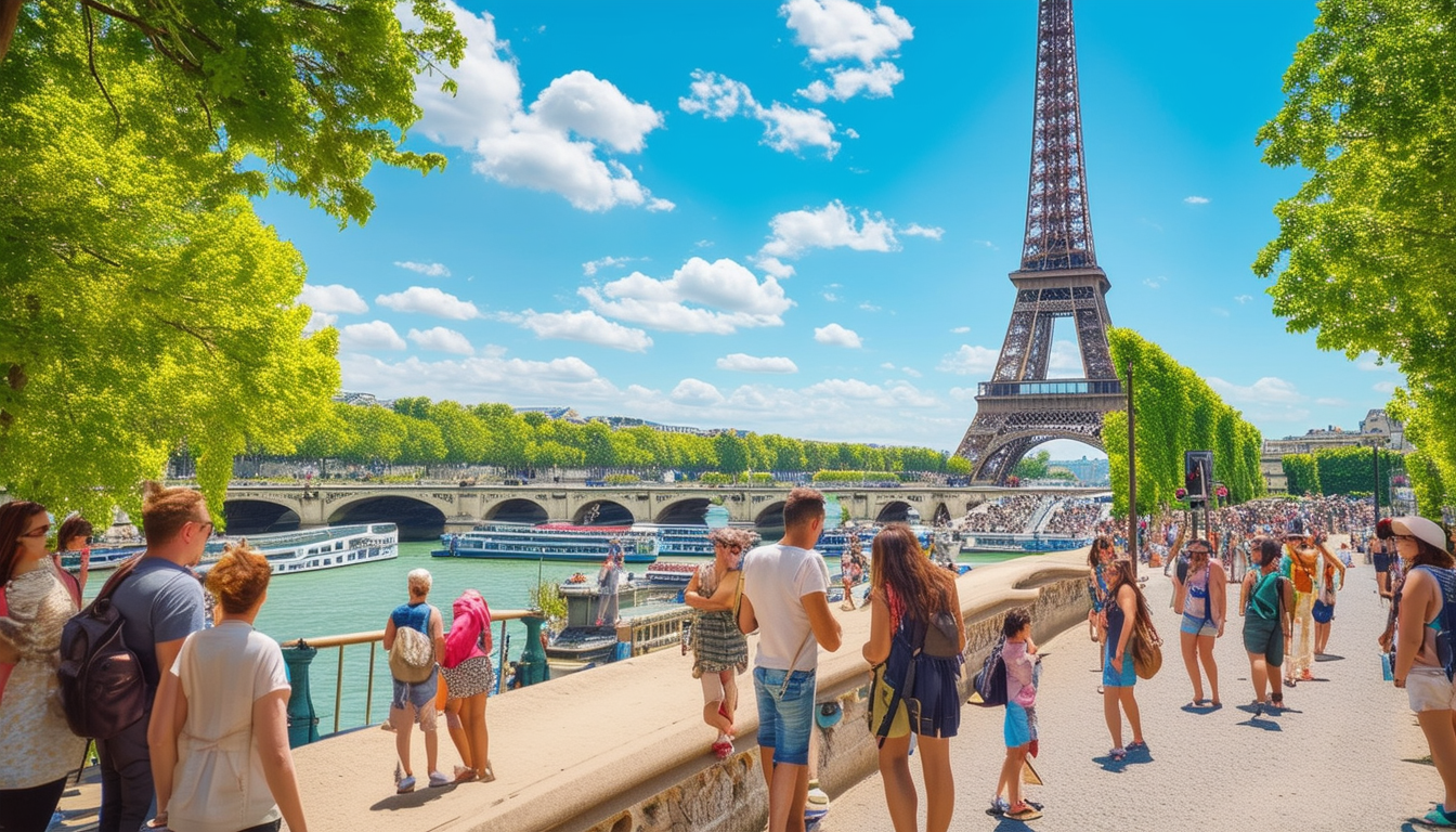 A vibrant summer day in Paris with a group of tour